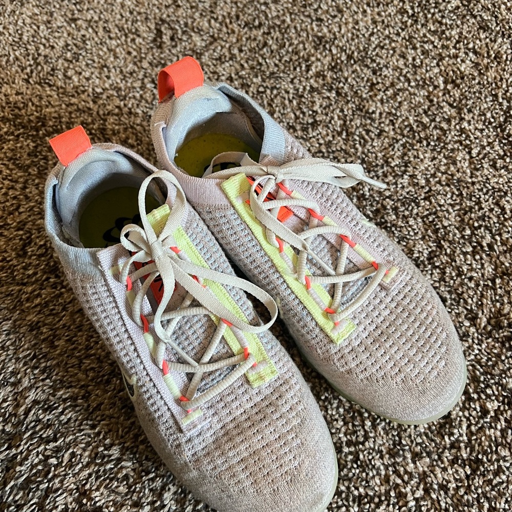 Nike Athletic Shoes with Neon and Cream Accents